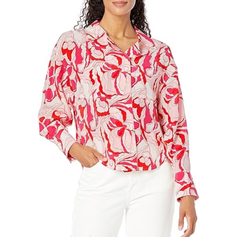 Equipment Ariane Print Silk Shirt Raspberry Pink Large